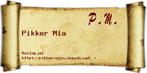 Pikker Mia névjegykártya